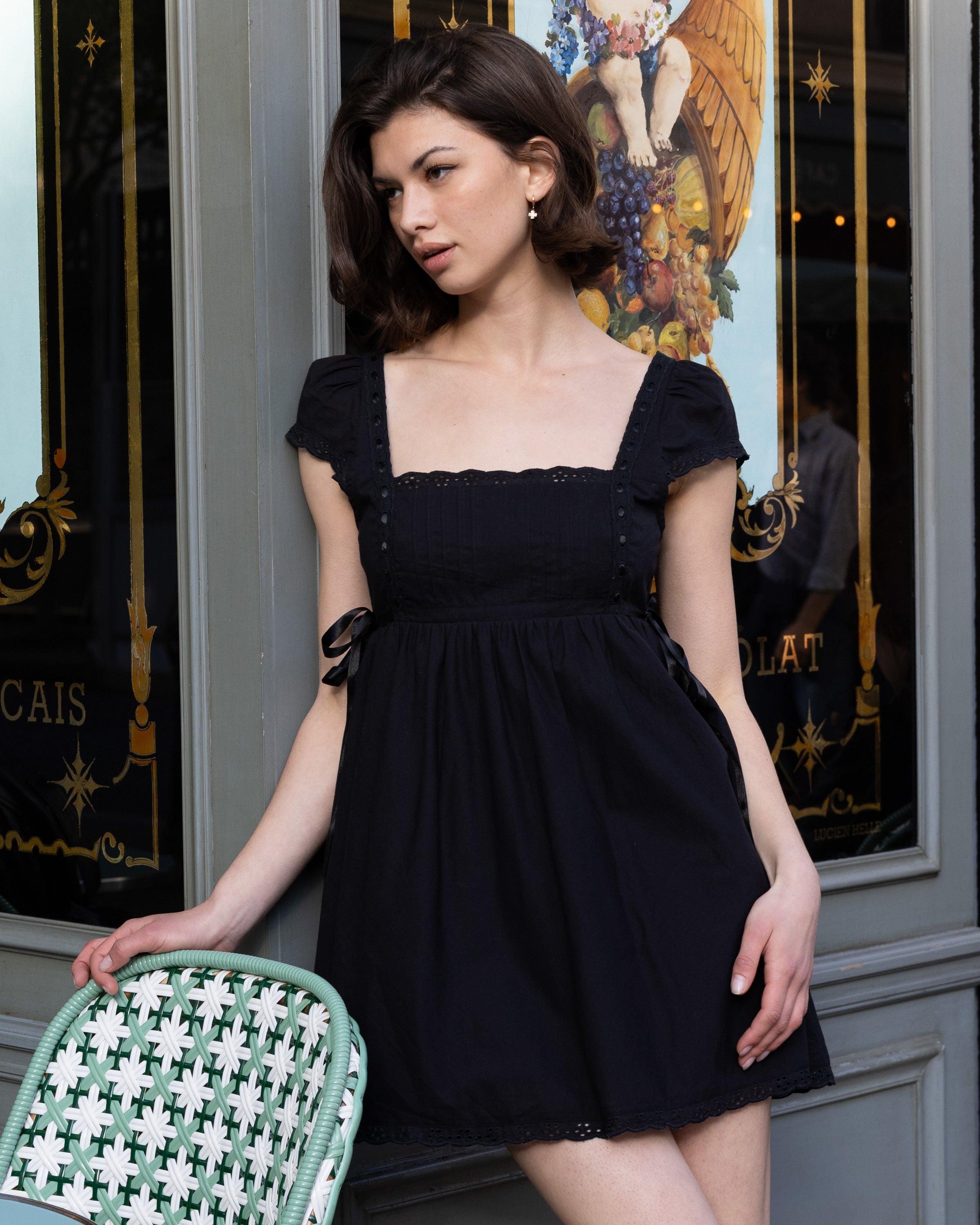 mini black cotton dress boohoo Women's Cotton Poplin Button Through Boat Neck Mini Dress in Black | Size: 12