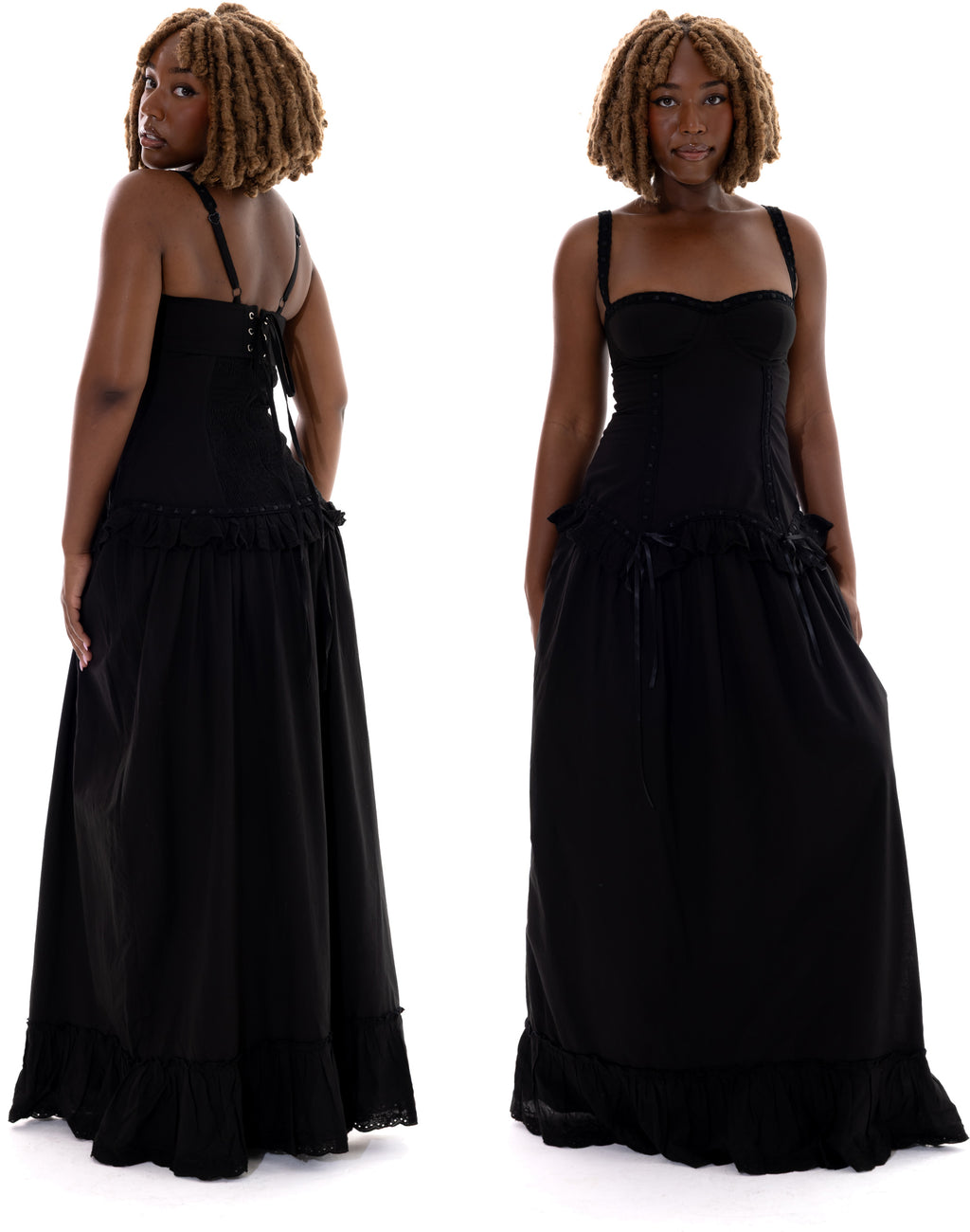 *Stephanie is wearing size M and is 5’3 tall, with a 33" bust, 26.5" waist, and 41.5" hips*