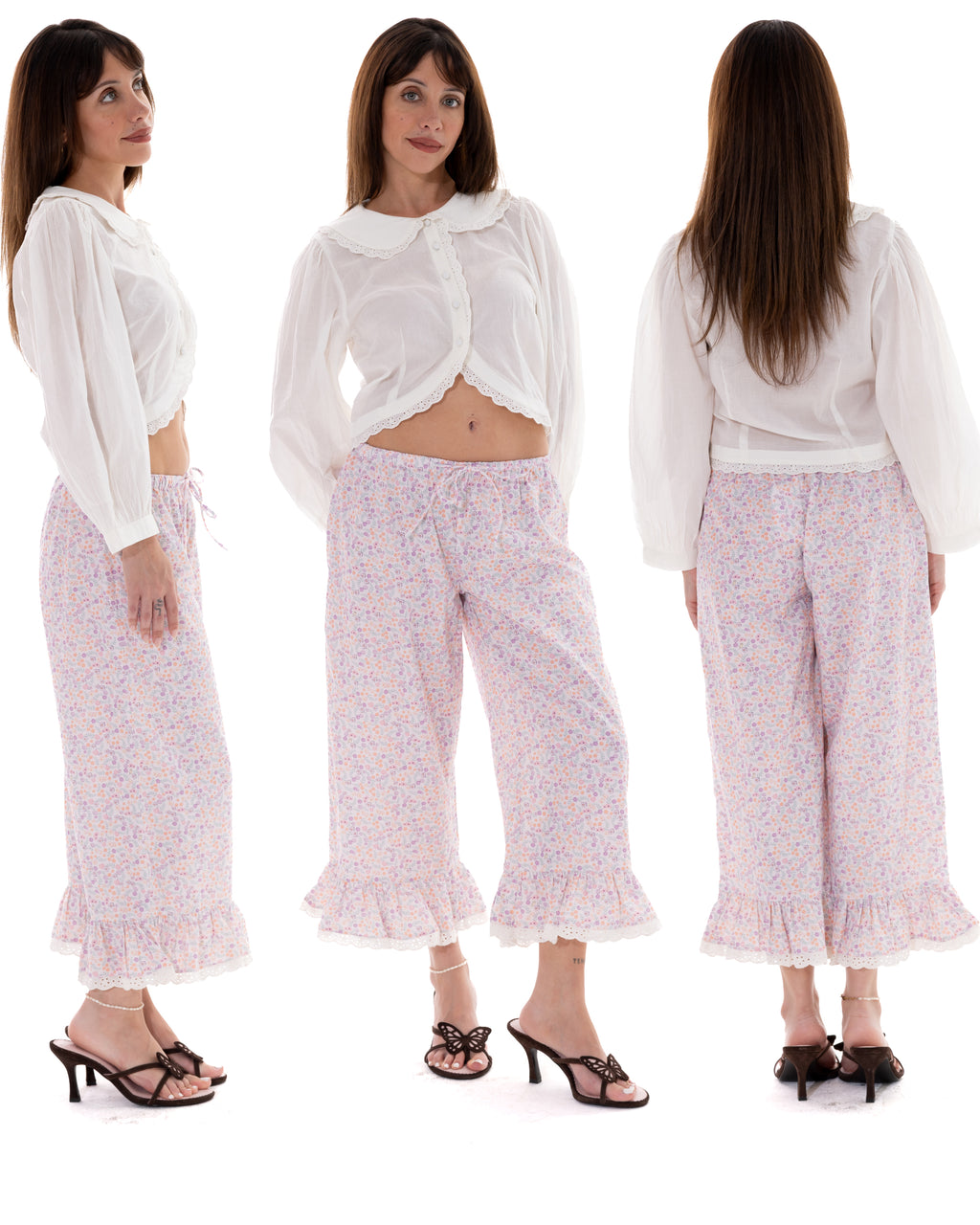 *Raya is wearing size XS and is 5’0 tall, with a 28.5" bust, 23.5" waist, and 34" hips*