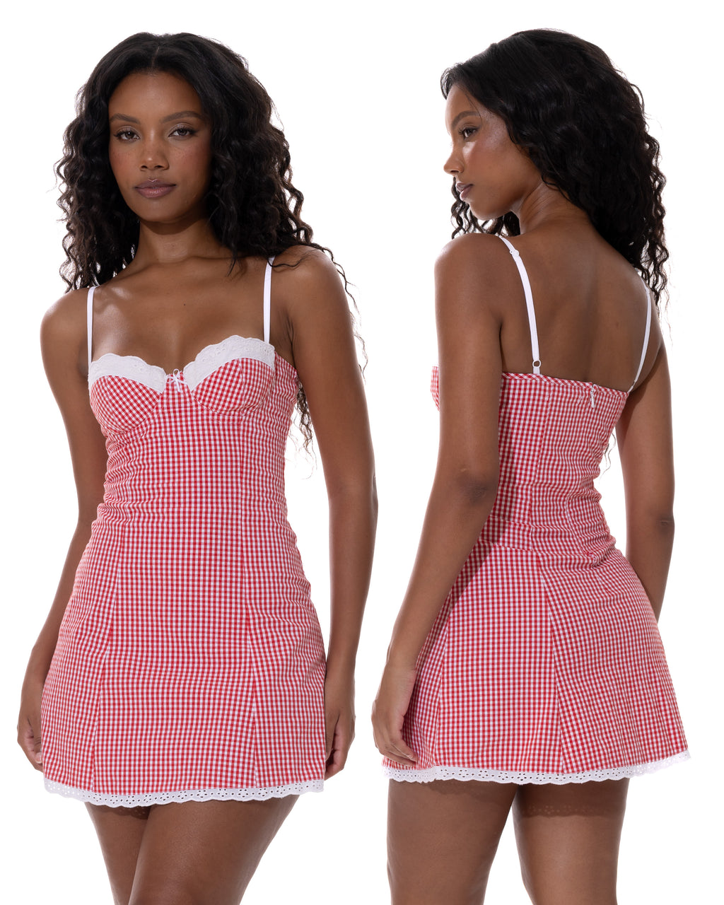 *Rai is wearing a size S and is 5'8" tall with a 31" bust, 24.5" waist, and 42.5" hips.*