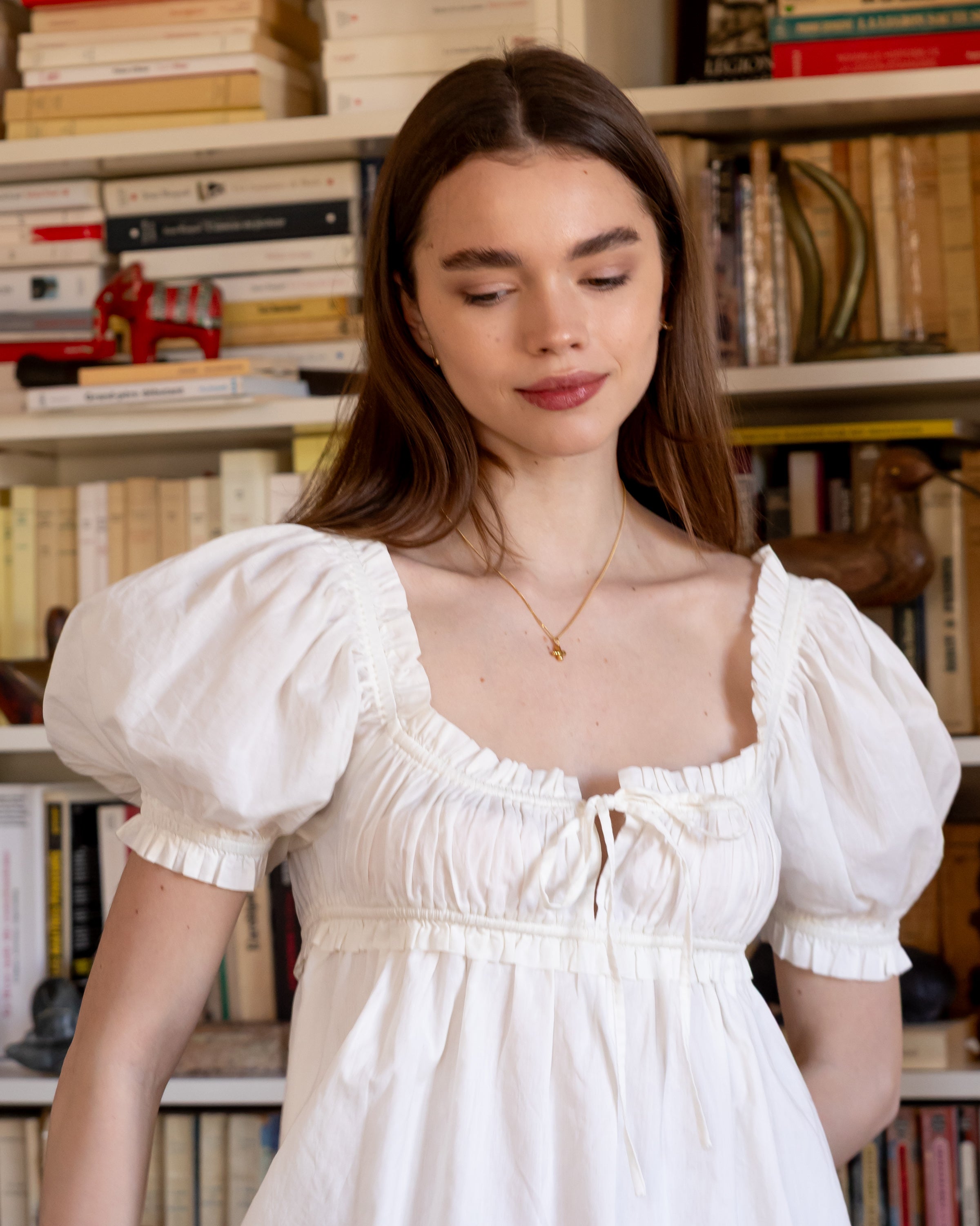 Cream cotton puff sleeve minidress - Gatina dress – Kitteny