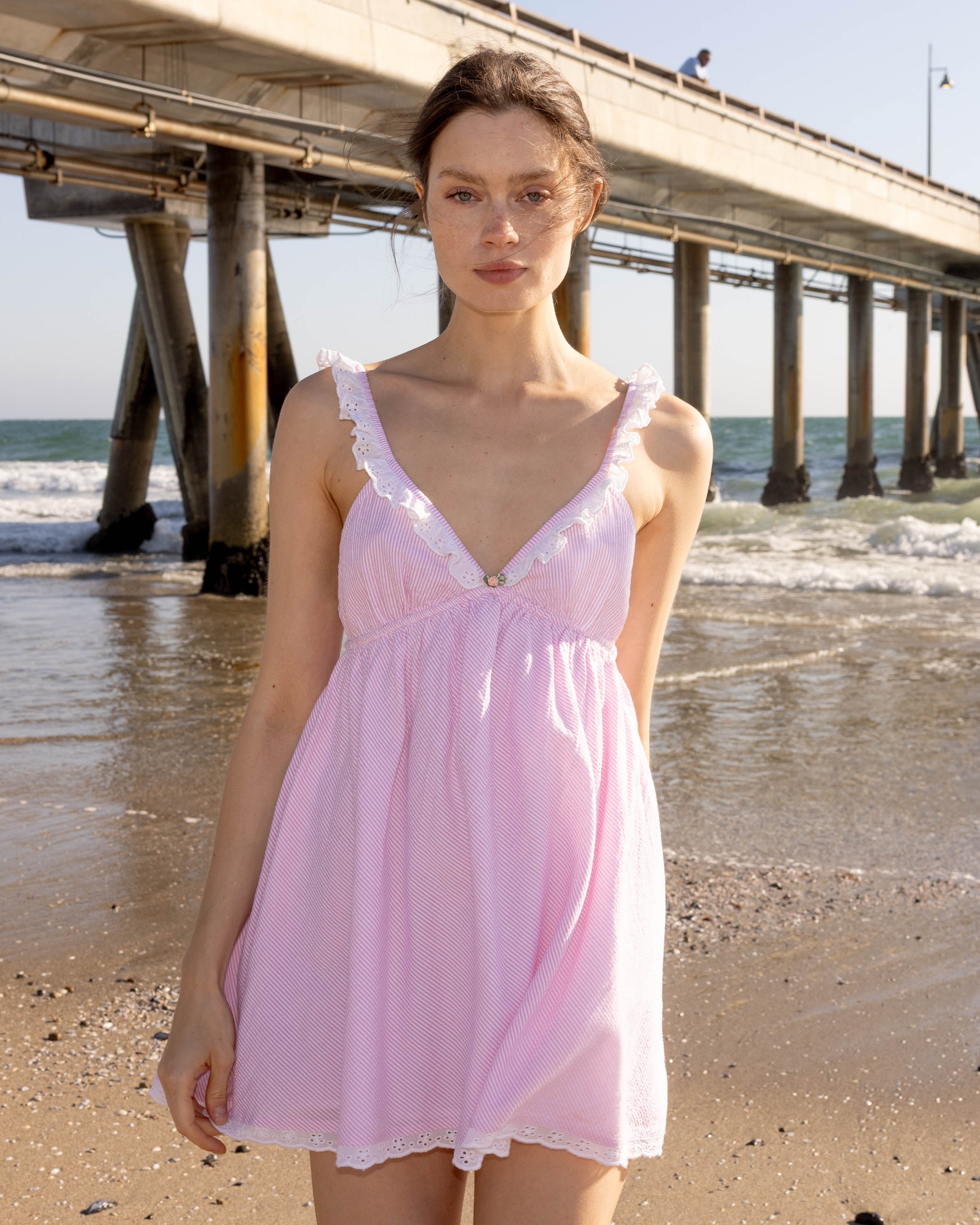 pink seersucker dress Pink Seersucker Abigail Maxi Dress by Madison Mathews