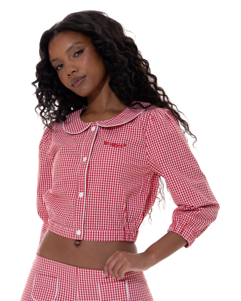 *Rai is wearing a size S and is 5'8" tall with a 31" bust, 24.5" waist, and 42.5" hips.*