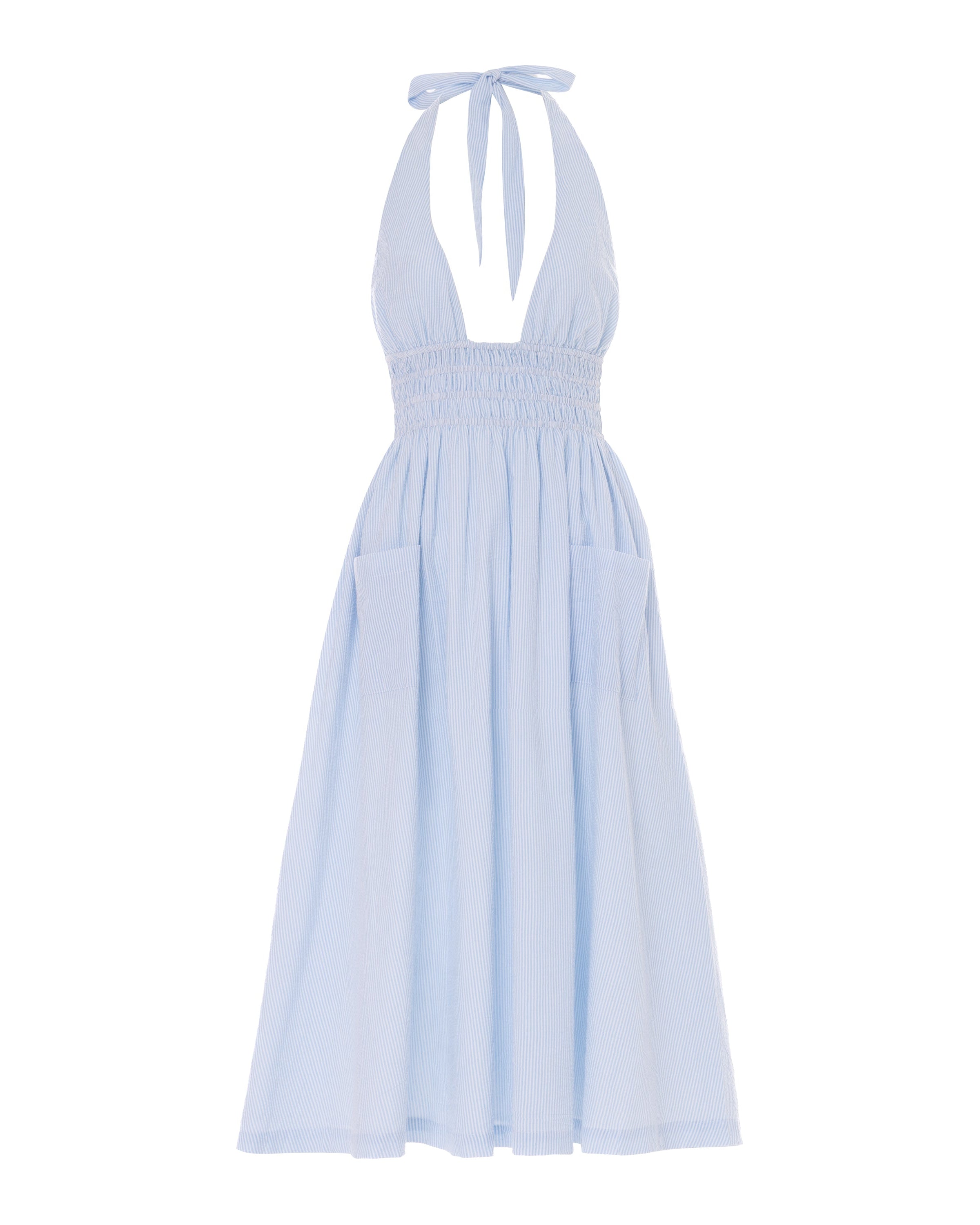 seersucker halter dress Seersucker Halter Maxi
