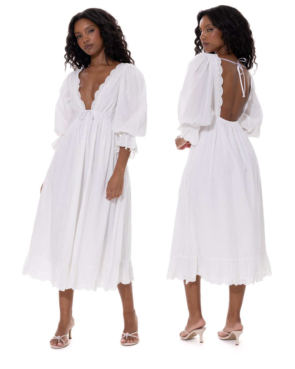 *Rai is wearing a size S and is 5'8" tall with a 31" bust, 24.5" waist, and 42.5" hips.*