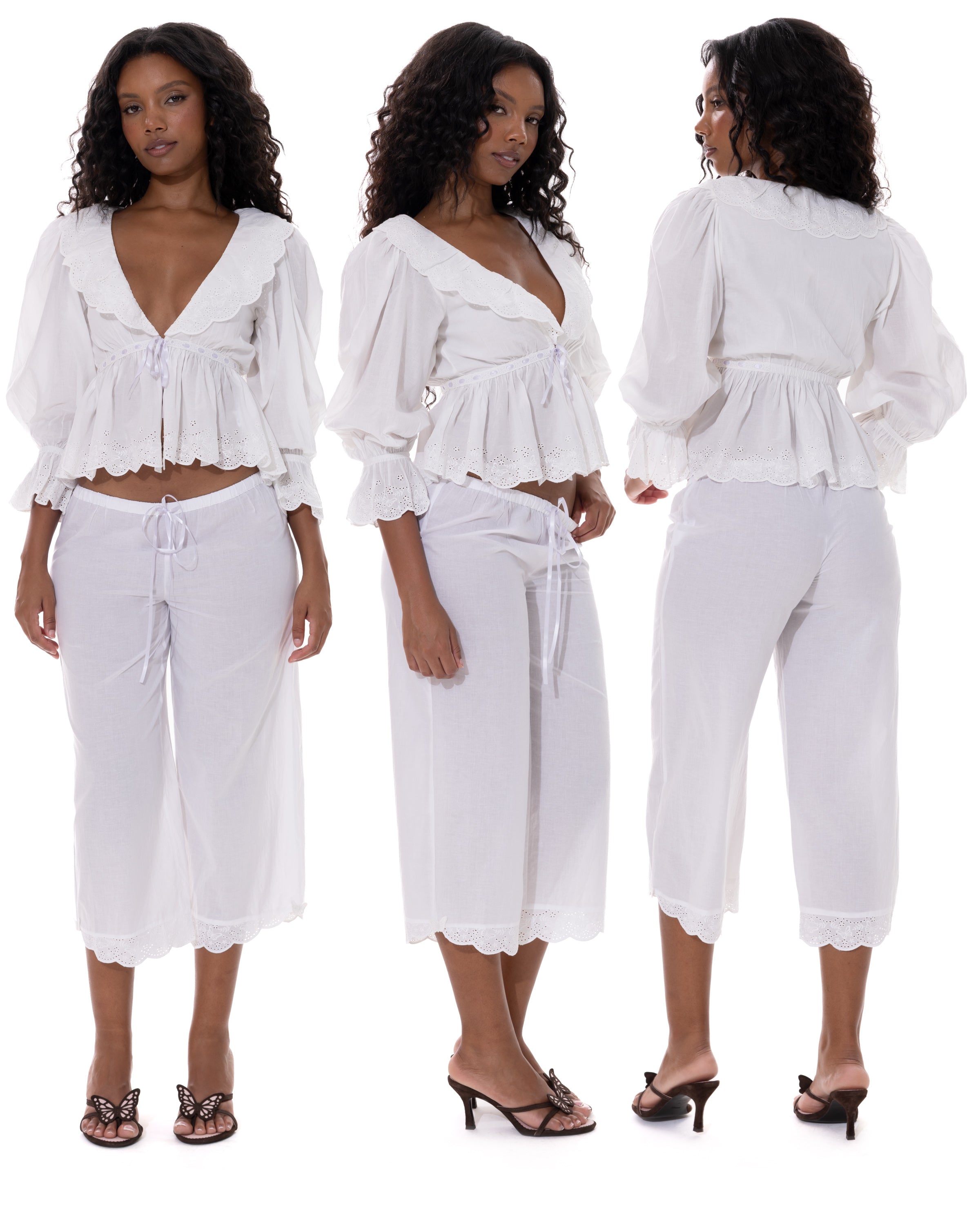 *Rai is wearing a size S top and M bottom, and is 5'8" tall with a 31" bust, 24.5" waist, and 42.5" hips.*