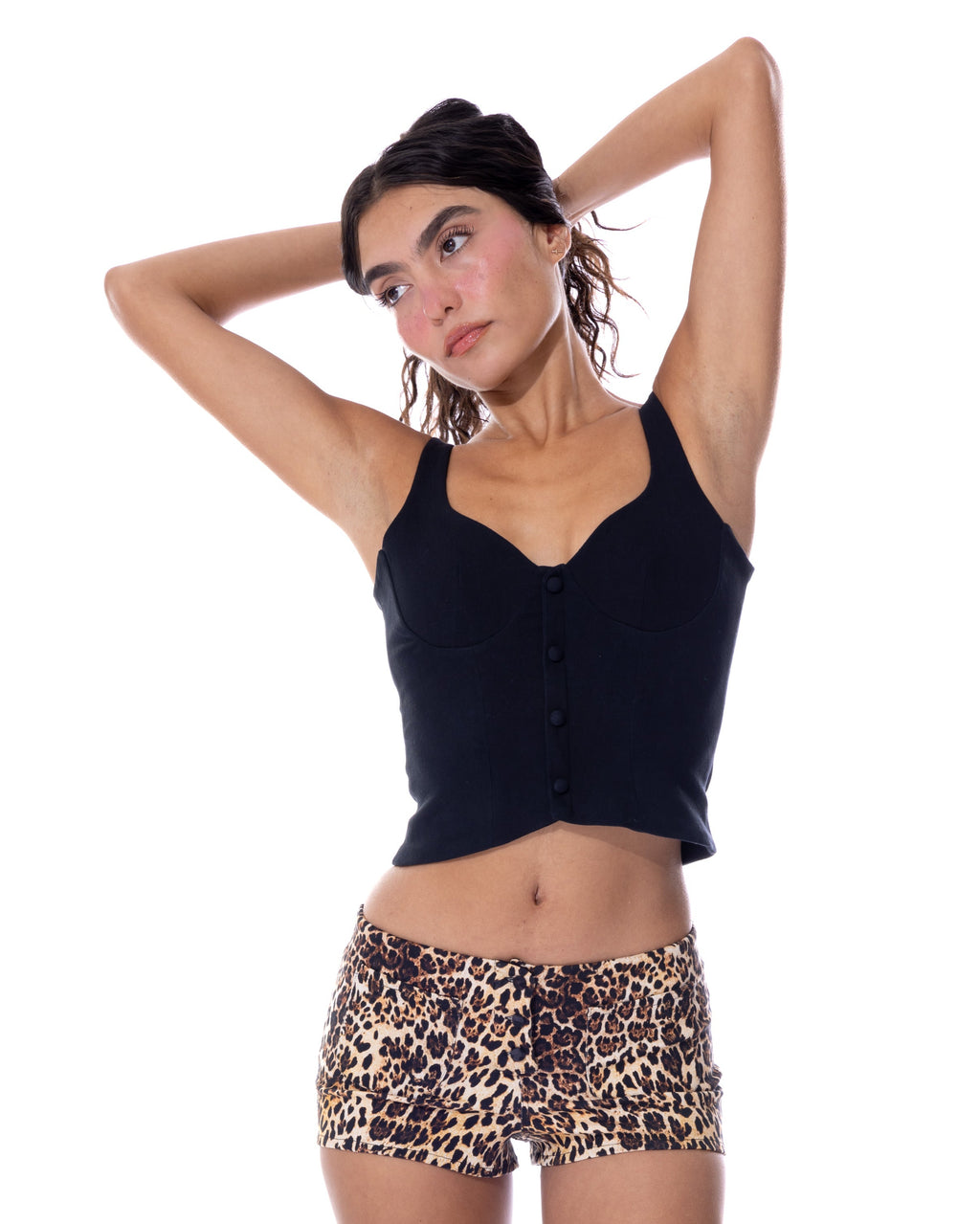 *Andy is wearing size XS and has a 31.5" bust, 24" waist, 35" hips, and is 5'5" tall.*