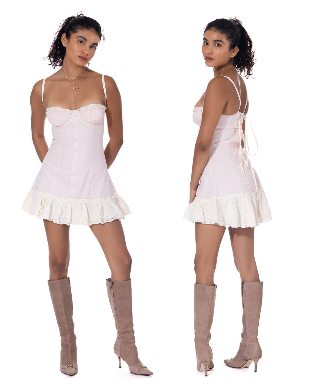 *Ava is wearing size S (XS would have fit better), and is 5'3.5" tall, with a 30.5" bust, 24.5" waist, and 34.5" hips.*