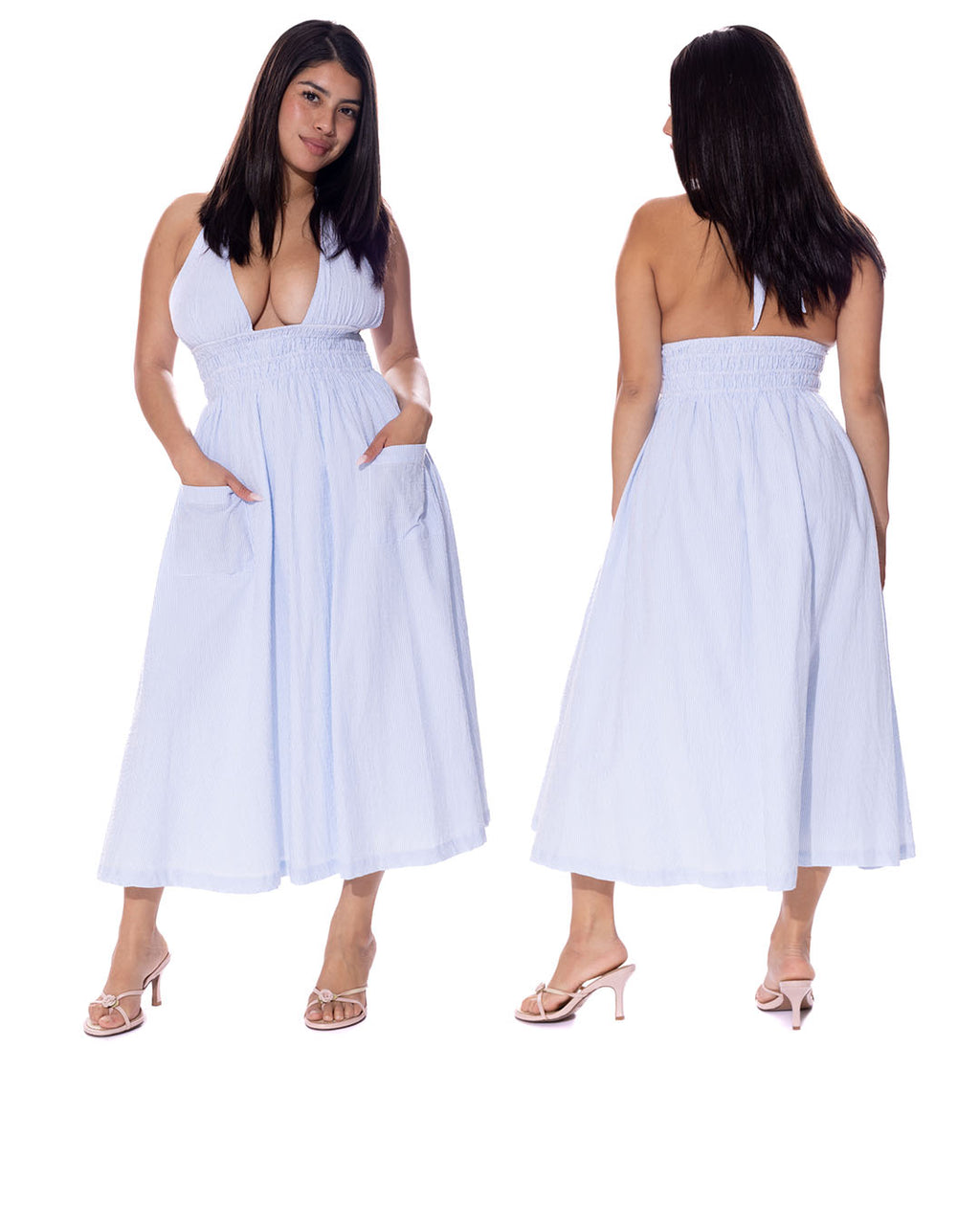*Itzel is wearing a size S and has a 36" bust, 28" waist, 39" hips, and is 5'2" tall.*