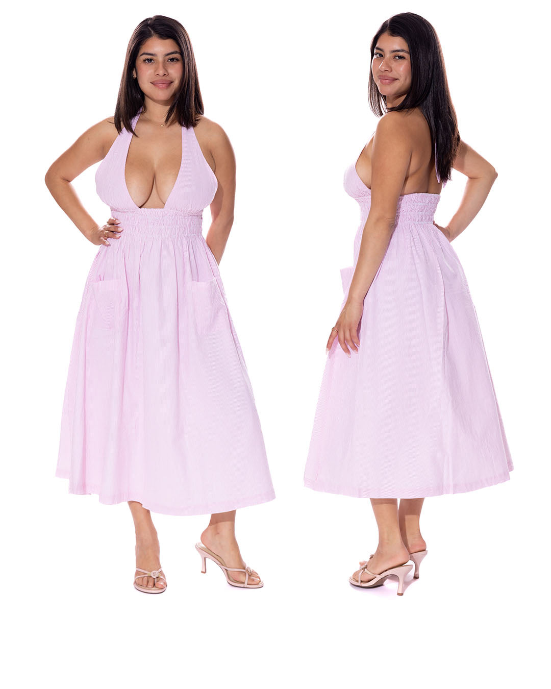 *Itzel is wearing a size S and has a 36" bust, 28" waist, 39" hips, and is 5'2" tall.*